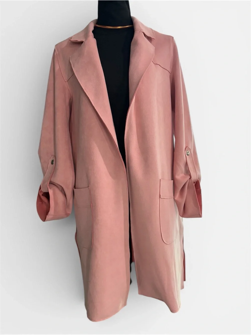 Faux suede long sleeve pink jacket with pockets Sybilla Size XS - Picture 1 of 4